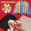 100-1200PCS Colorful & Black Drinking Kunststof Straws Bar Party Wedding Kitchen Pajitas Beverage Straw Wholesale