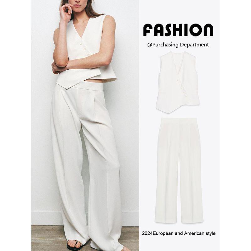 Za2025 Spring New Women Clothes Sleeveless Vest 9123044 800 Mid-Waist Trousers 9123045 800