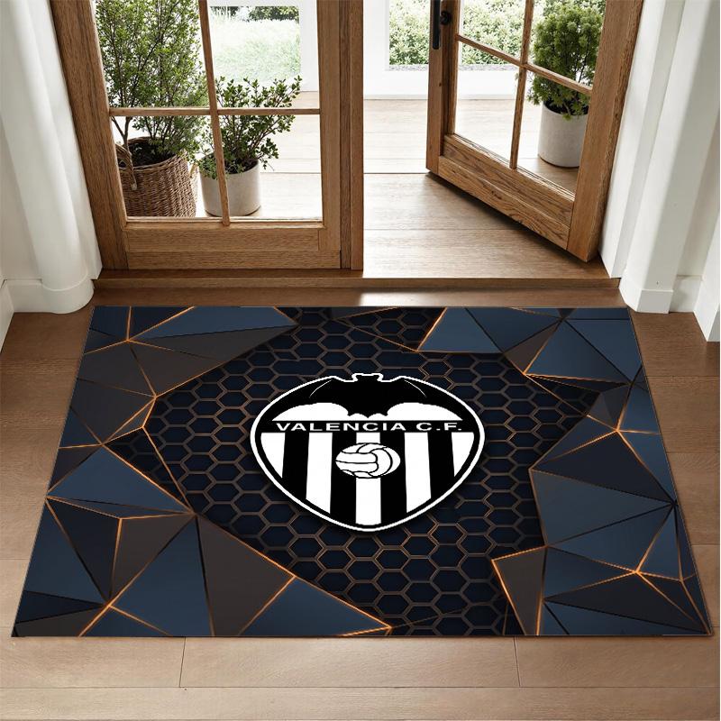 Valencia FC Design Crystal Velvet Rug Soft Decorative Mat for Bedroom Entrance