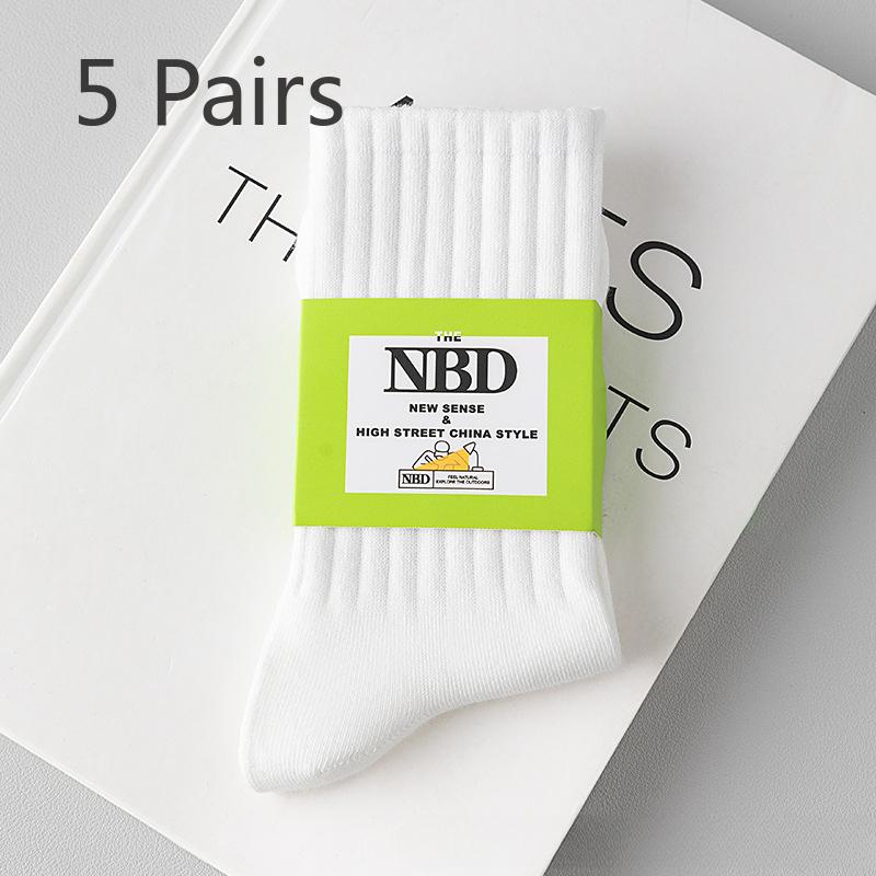 5 пар мужских весенне-летних спортивных носков из чистого хлопка с дезодорирующим эффектом и впитыванием пота 5 Pairs белый