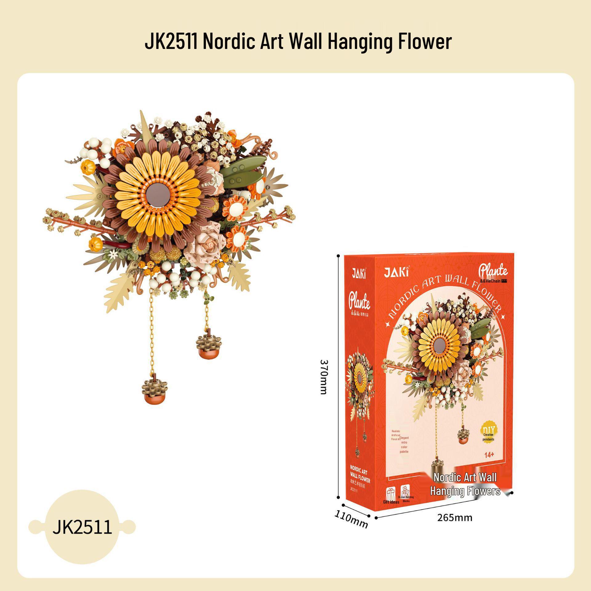 Jiaqi JK2511 Nordic Art Wall Hanging Floral Chinese Building Block Toy Model for Children