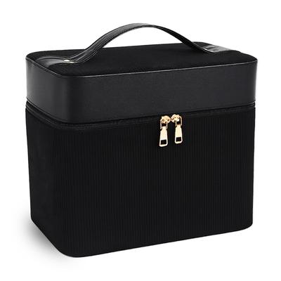 By a Professional Makeup Large Capacity Makeup Box with Dividers and a Perfect for Carrying SINFAMODE [Supervised Instructor] Mirror, Around. (Black)