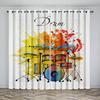 Music Stage Electric Guitar Shelf Drum Instrument Design Sunshade Curtains Living Room Bedroom Home Decoration Thin Curtains