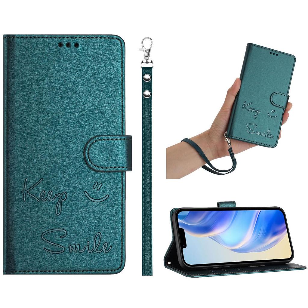 Custodia a Portafoglio in Pelle a Libro per Cubot Max 5 A10 P50 A20 A30 A40 P90 X100 Note 40 60 Design Embossato Keep Smile con Laccetto da Polso