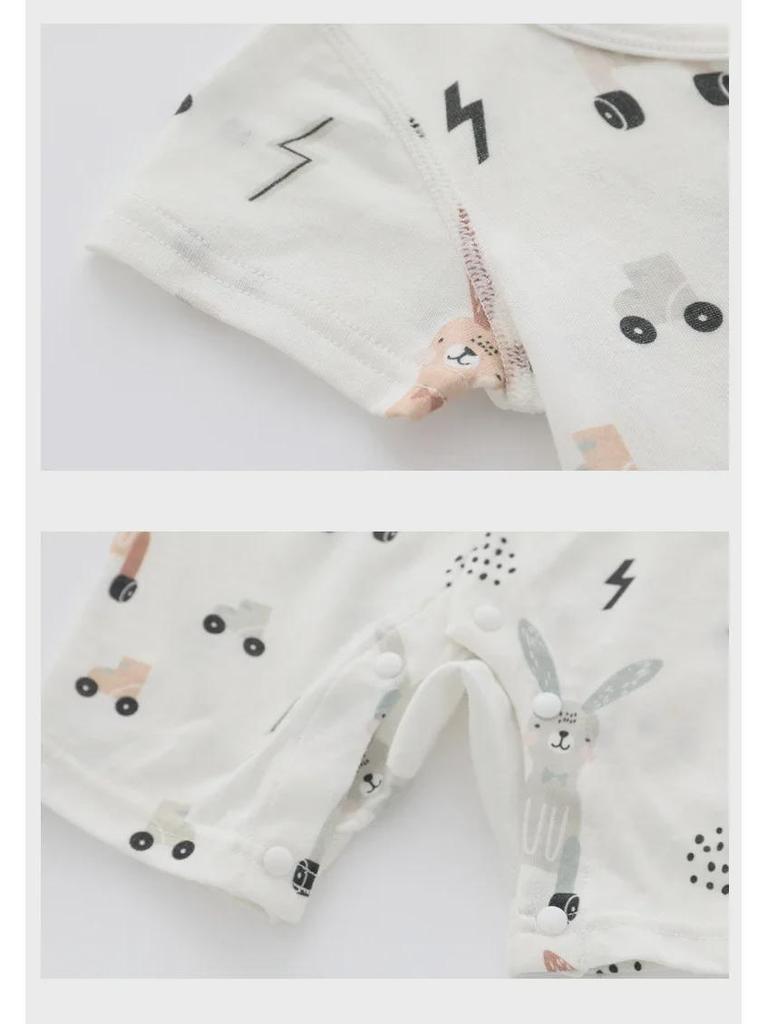 Bambu Elyaf Bebek Tulumu - Kısa Kollu, Nefes Alabilen, Yenidoğanlar için İnce Pijama - Yaz, İlkbahar ve Sonbahar için İdeal