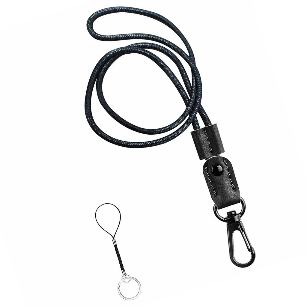Skórzana smycz z metalowym klipsem Długa smycz na szyję Brelok do kluczy Uchwyt na klucze Regulowane smycze breloki