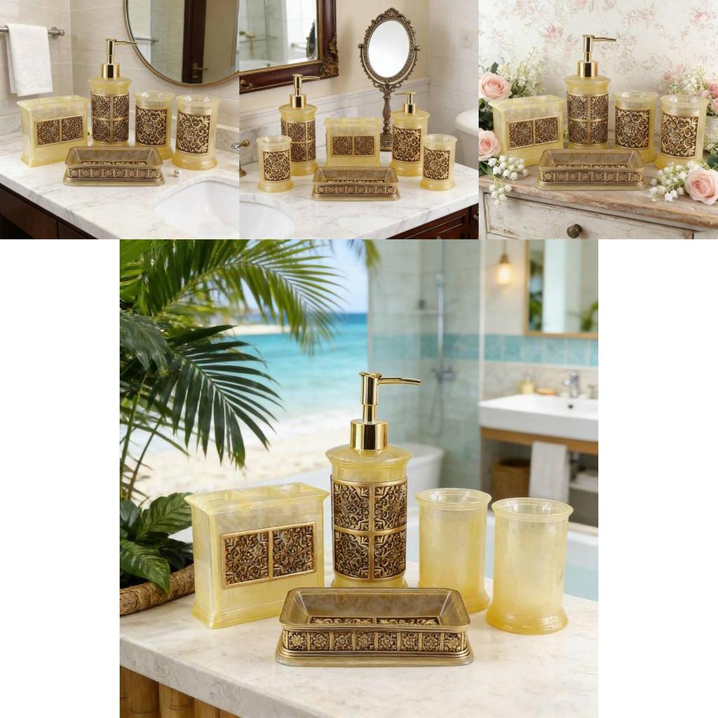 Contemporary Glass Soap Dispenser And Toothbrush Container With Elegant Finish For Bathroom Decor