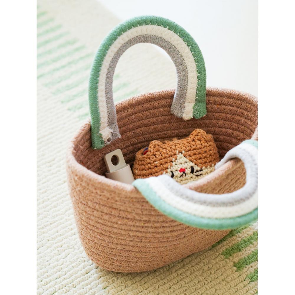 Bolsa con Asa Tejida Daiso Verde Marrón