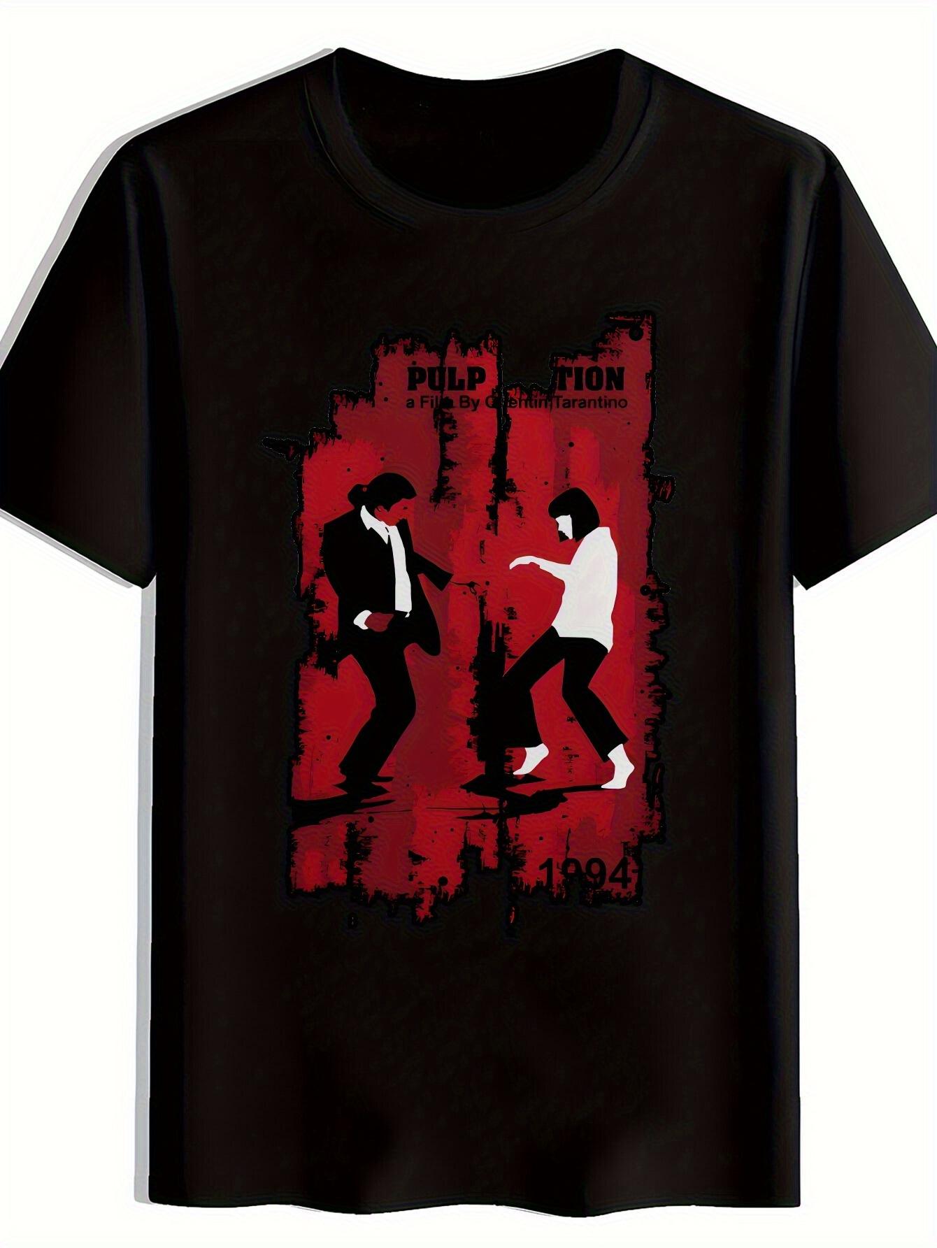 

Black Pulp Fiction Retro Graphic T-shirt - Vintage Round Neck Short Sleeve M
