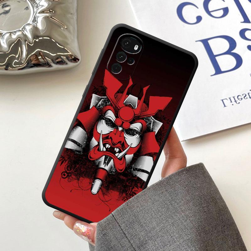 Samurai Oni Mask Case for Motorola Moto G60 G9 Power Lite G31 G32 G200 G52 G72 G50 G30 G51 G71 5G G22 Cover TPU Soft