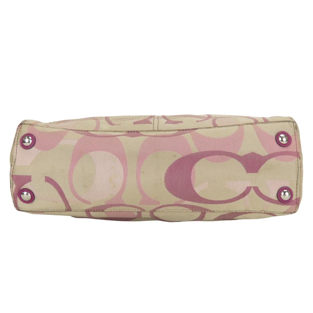 Used COACH Tote Bag Signature F17140 canvas/Patent leather beige purple casual