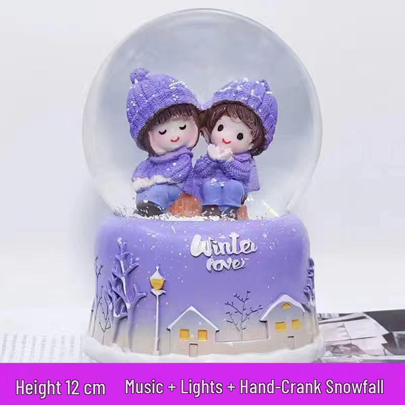 Crystal Ball 8-Note Music Box with Snowflakes and Light-Up Feature – Ideal Birthday Gift for Girls, Children, and Best Friends