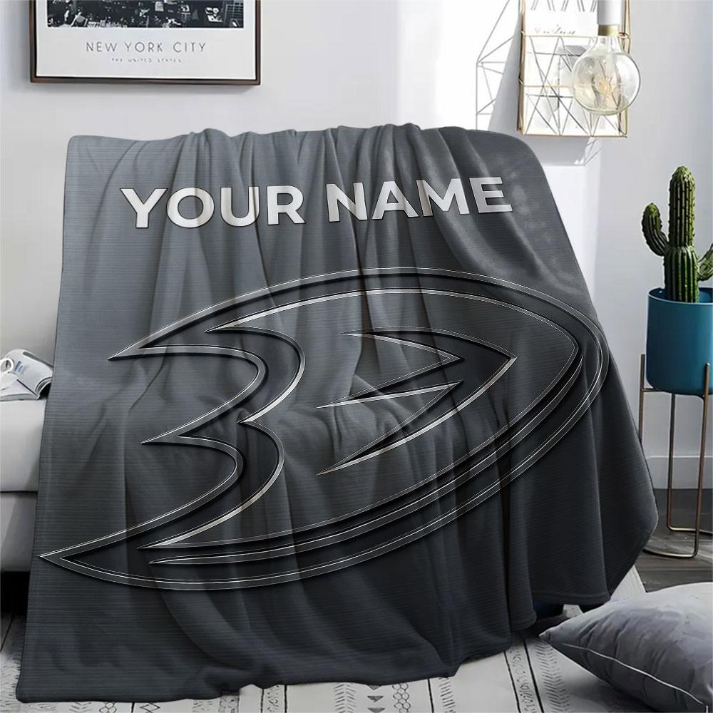 Custom Name,Anaheim Ducks Printed Flannel Blanket, soft throw for bedroom sofa, washable, Christmas present, great gift.