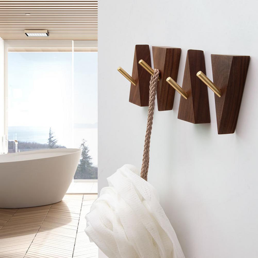 Rustic Solid Wood Wall Hook Triangular Wooden Coat Hook with Metal Hanger for Home Decor Eco-Friendly Furniture And Decor