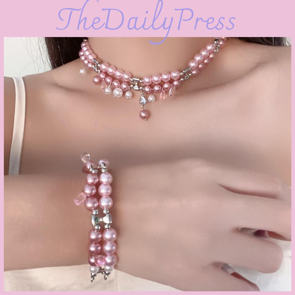 Trendy Pink Double Layer Bead Bracelet For Women Stylish Jewelry For Summer 2024