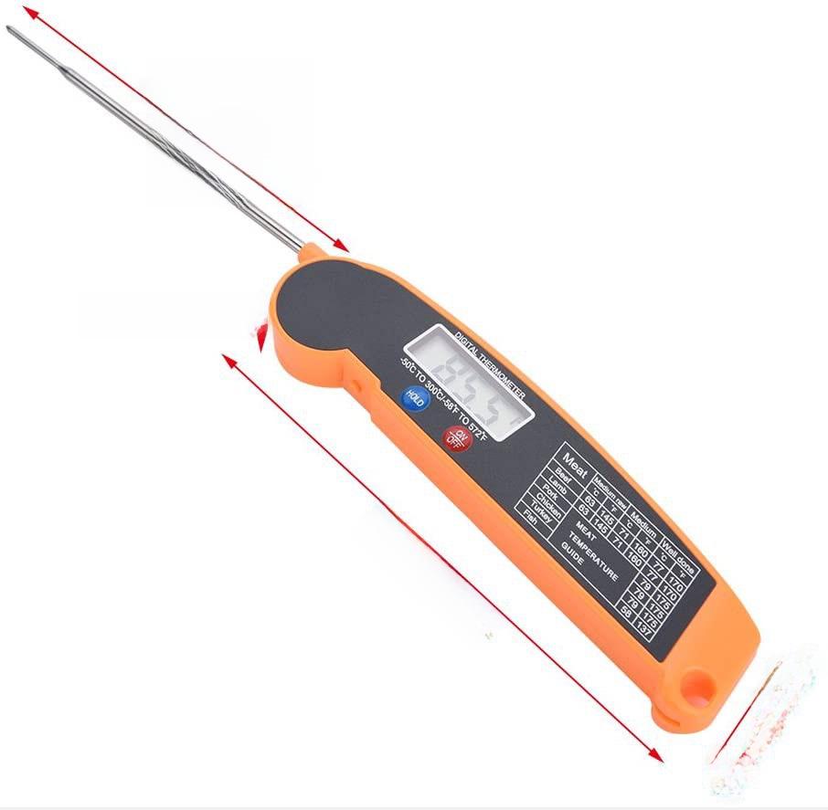 Ultra-Thin Foldable Stainless Steel BBQ Thermometer with Built-In Magnet