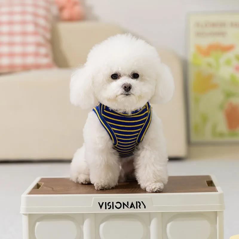 Pet Spring/Summer Striped Tank Top Cartoon Bear Base Shirt Cute Tank Top Teddy Small Dog Two Leg Coat Thin Puppy Clothes