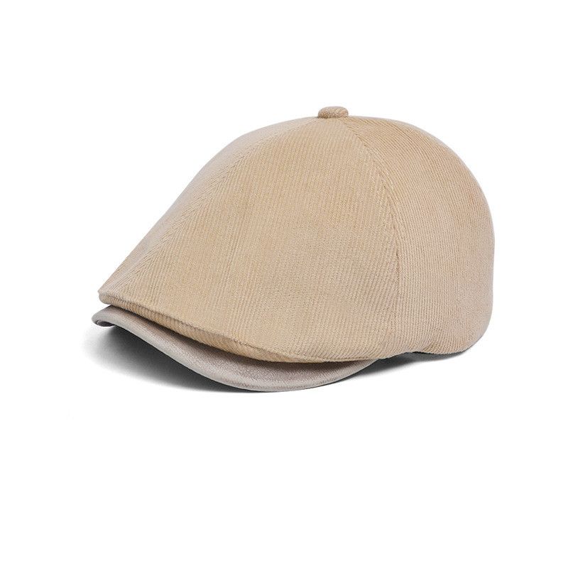 

Japanese-Style Retro Corduroy Painter Cap Spring and Autumn All-Match Fashion Show Face Advance Hats Small Fancy Hong Kong Style Beret 8777-beige [front and back wearable]]