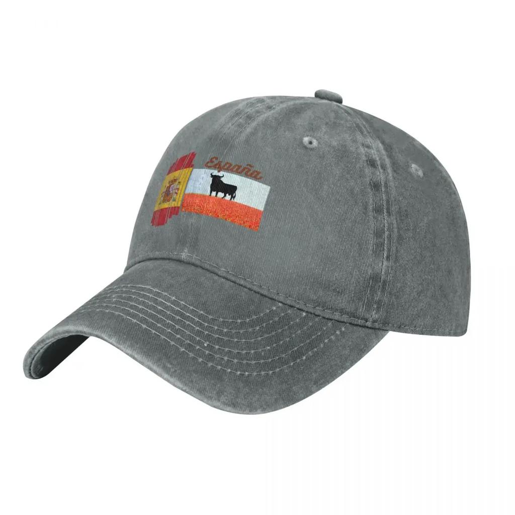 Spanish flag and landscape Bull Baseball Cap Hat Beach Big Size Hat Bobble Hat GentleUnisex Unisexs Tennis Womens