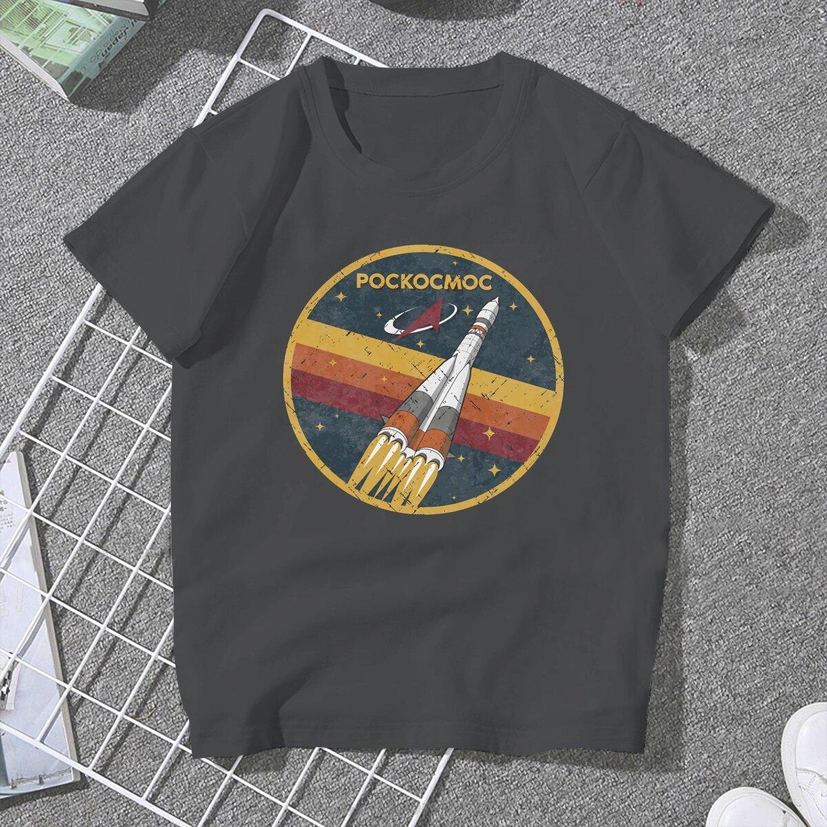 

Roscosmos Vintage Emblem T-Shirt Russian USSR CCCP Tops Harajuku Ladies T Shirt Men Cotton Graphic Loose Tees Oversized Tshirt S