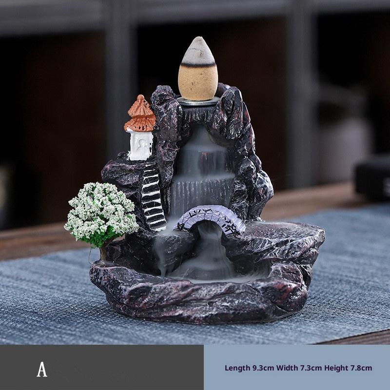 Resin Backflow Incense Holder Incense Cone With Backflow Incense Cones Home Decor Aromatherapy Waterfall Incense Burner Ornament