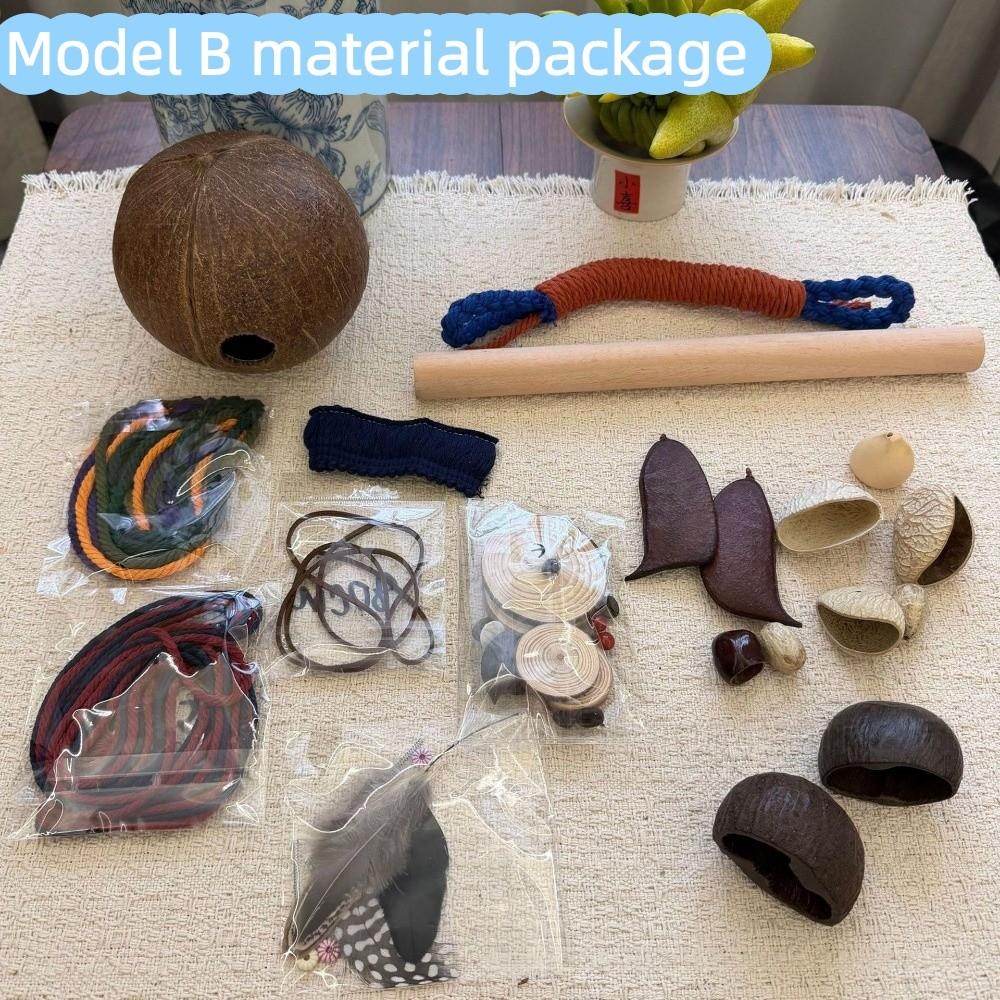 Natural Nut Husk DIY Craft Kit Whimsical Design Nut Husk Wand Rattle drum Different Occasions
