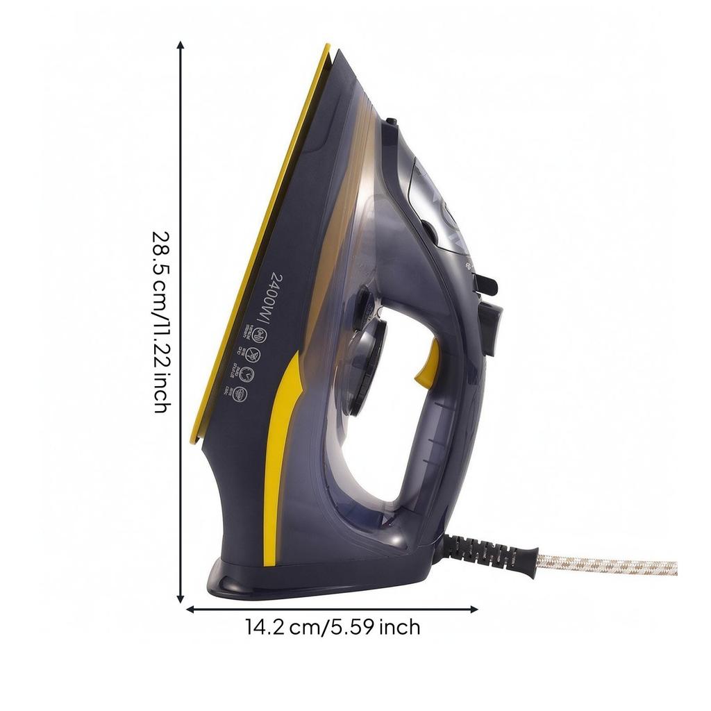 Corded Steam Iron Ergonomic 2400W AntiDrip for Clothing Maintenance, Household Laundry,