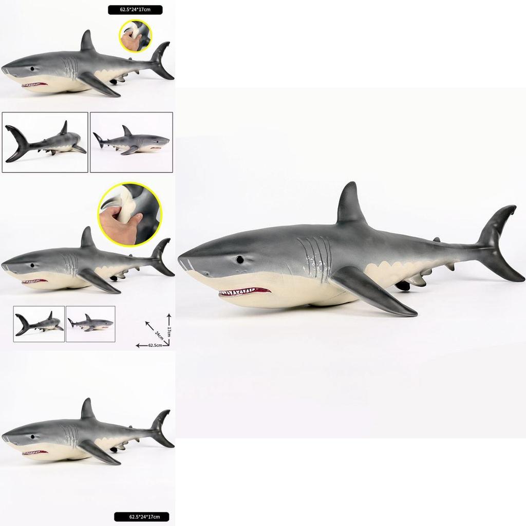 62.5cm Large Size Megalodon Great White Shark Simulation Animal Model Toy For Kids