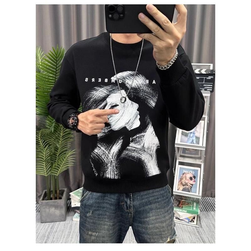 Cartoon-Print Herbst-Sweatshirt Herren Langarm Neu Hübsch Vielseitig Amerikanisch Locker Unterteil-Top