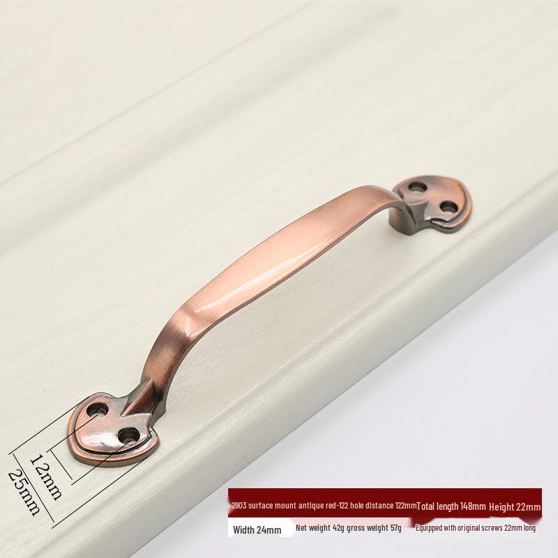 Euro Retro Iron & Wood Handle for Large Door - Antique-Style Sliding or Wardrobe Cabinet Surface-Mount