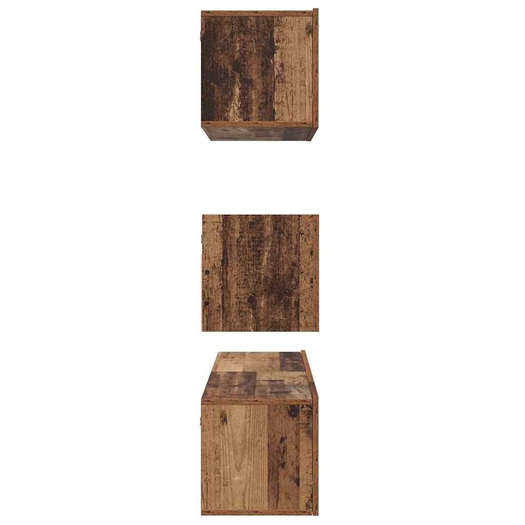 Wall Mounted TV Cabinet Set 4 pcs Reclaimed Wood Effect Particleboard