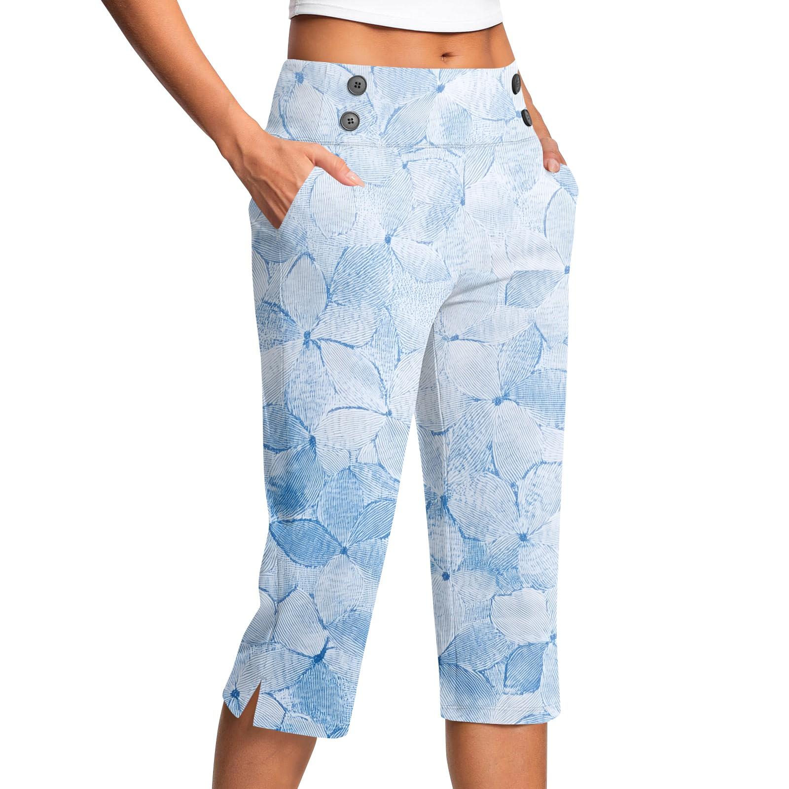 

Женские винтажные брюки с цветочным принтом, на пуговицах, с карманами, с разрезом, с высокой талией, спортивные, для йоги, повседневные S розовый