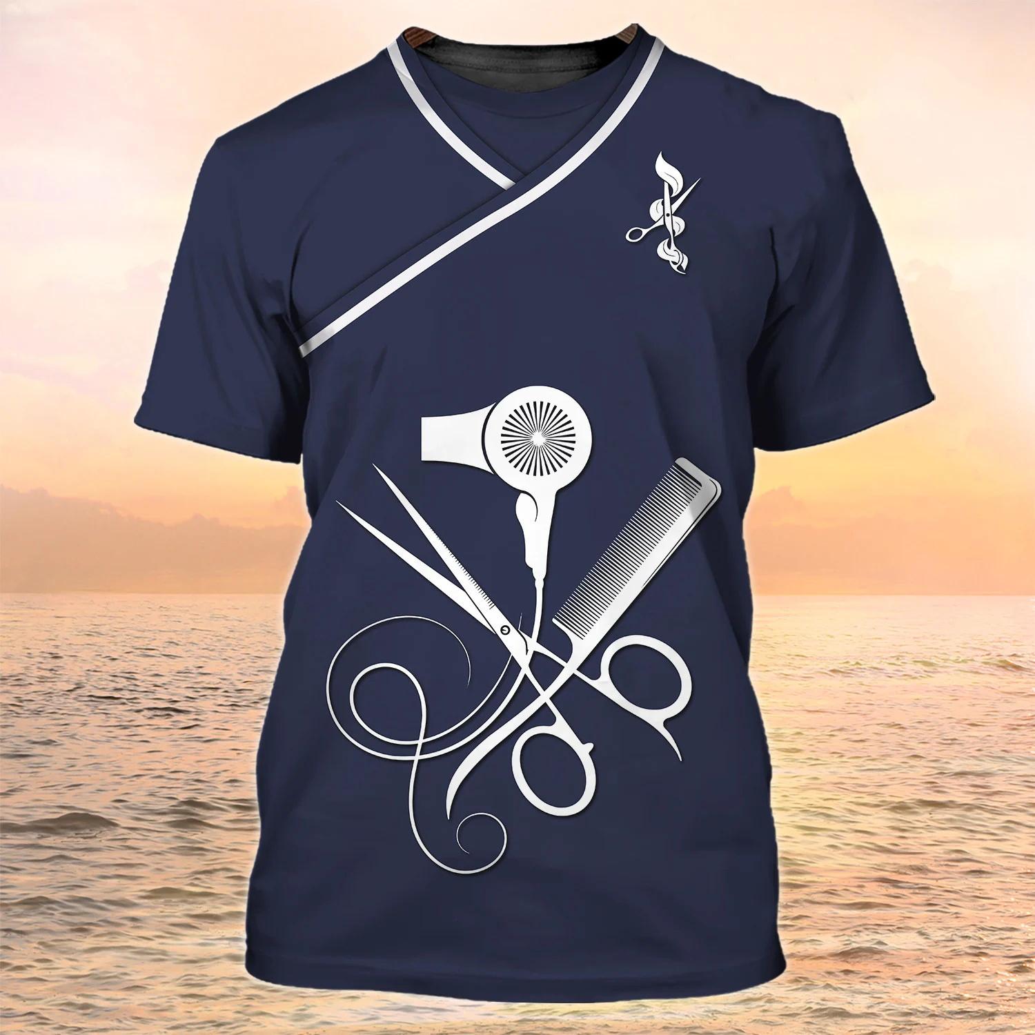 

Женская футболка, модная парикмахерская рубашка, женские забавные футболки с короткими рукавами, топ, халат, винтажная повседневная женская одежда большого размера 4XL