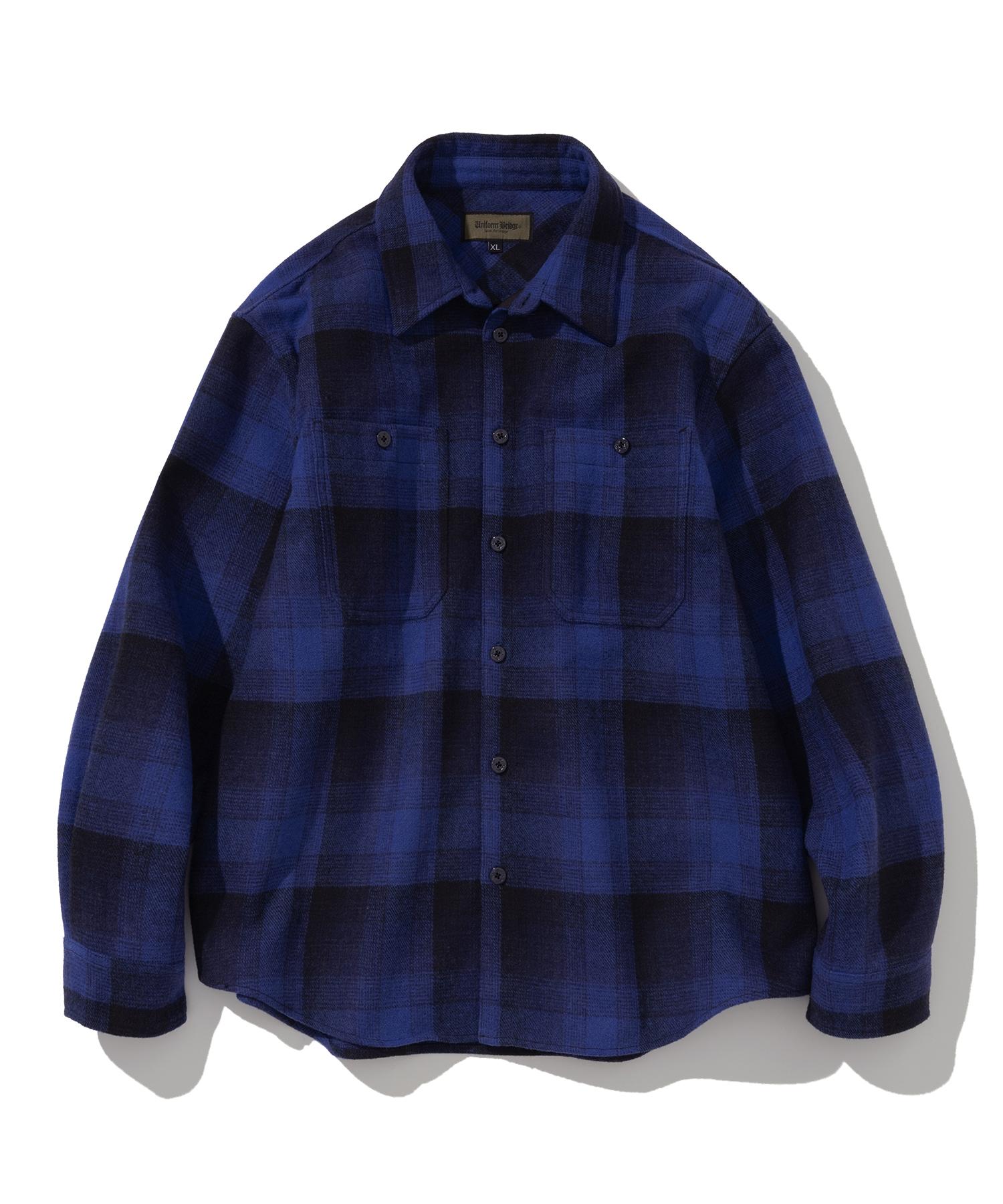 Uniform Bridge Heavy Wool Check Shirt Blue S