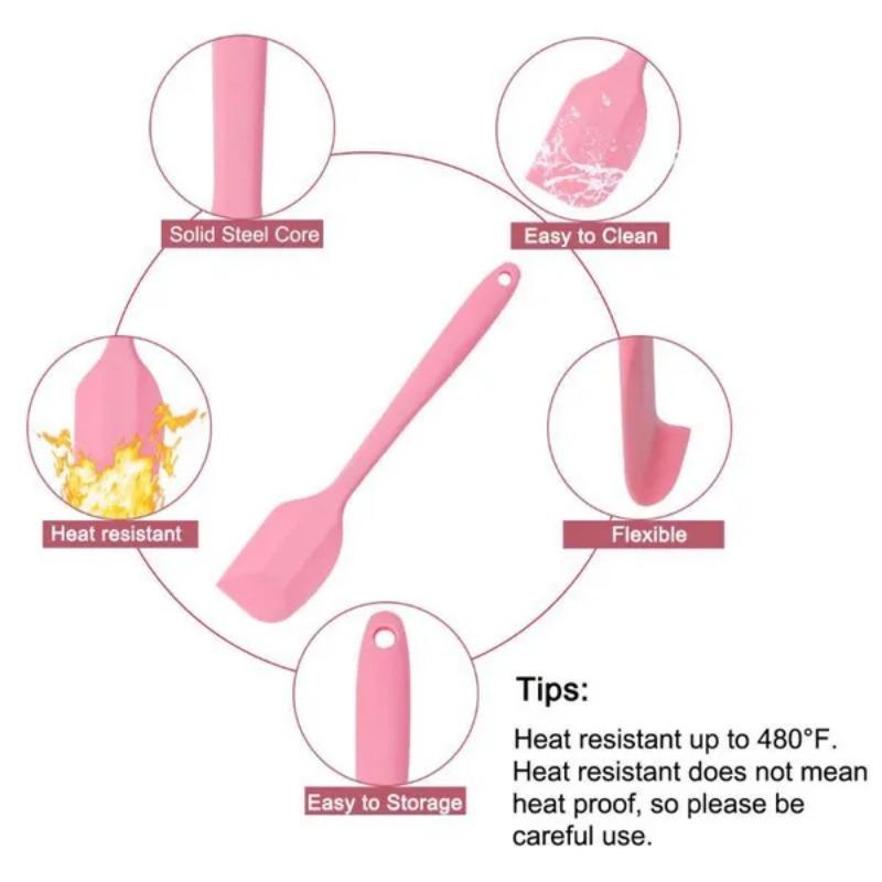 1PC Silicone Spatulas, Heat Resistant Rubber Spatula Non-Stick Cake Spatula Tool Spoon Spatula for Cooking, Baking