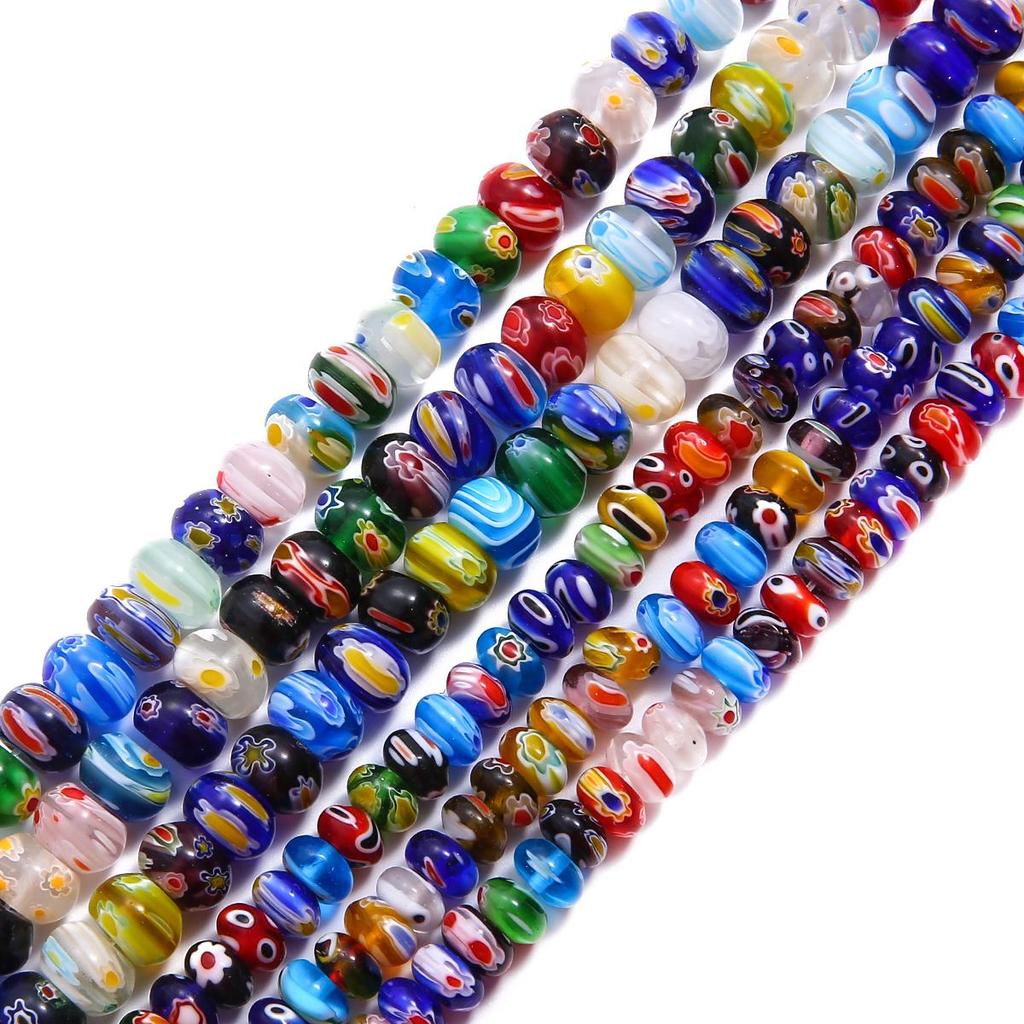 10-20pcs Mixed Colors Round Millefiori Abacus Glass Beads For DIY Jewelry Making