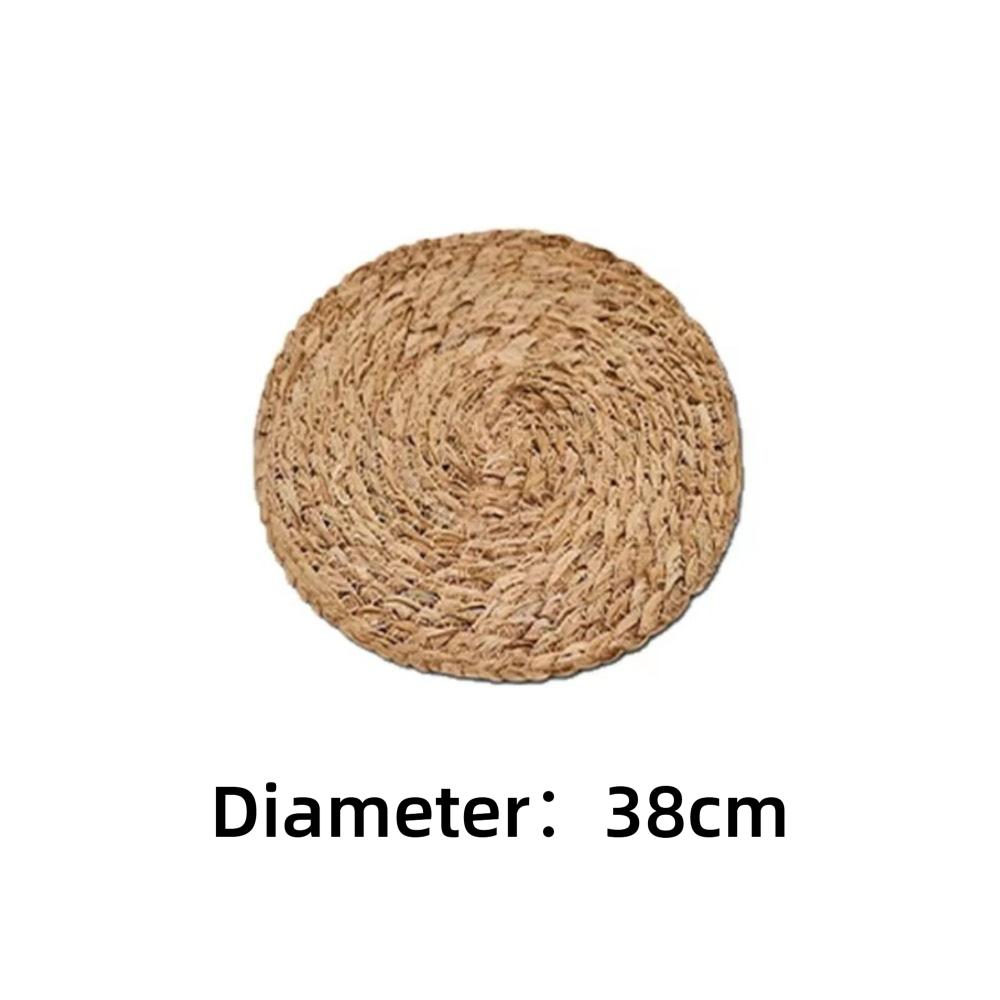 Round Handwoven Rattan Placemats Round Heat Insulation Mats Natural Woven Table Mats Slip Heat Resistant Table Mat for Dining