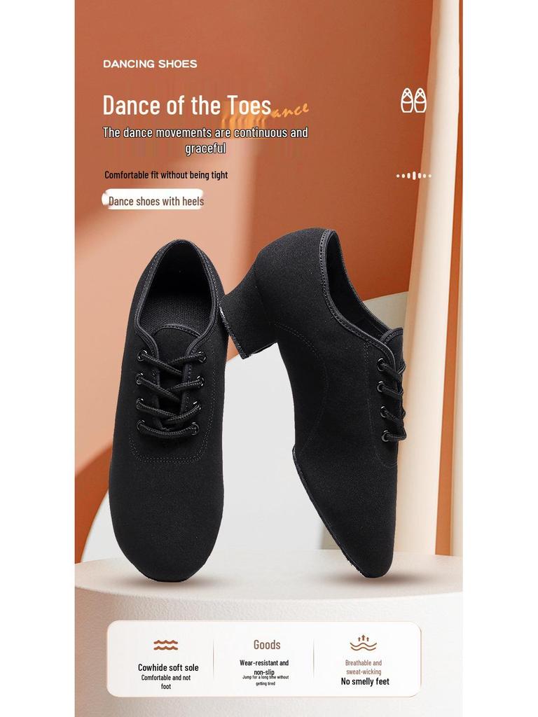 Women's High Heel Latin Dance Shoes - Adult Training & Teacher Oxford Square Dance Footwear