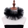 Women Renaissances Elizabethan Mesh Ruffle False Collar Vintage Small Neck Ruff Ties Up Detachable Chokers Shawl Wrap
