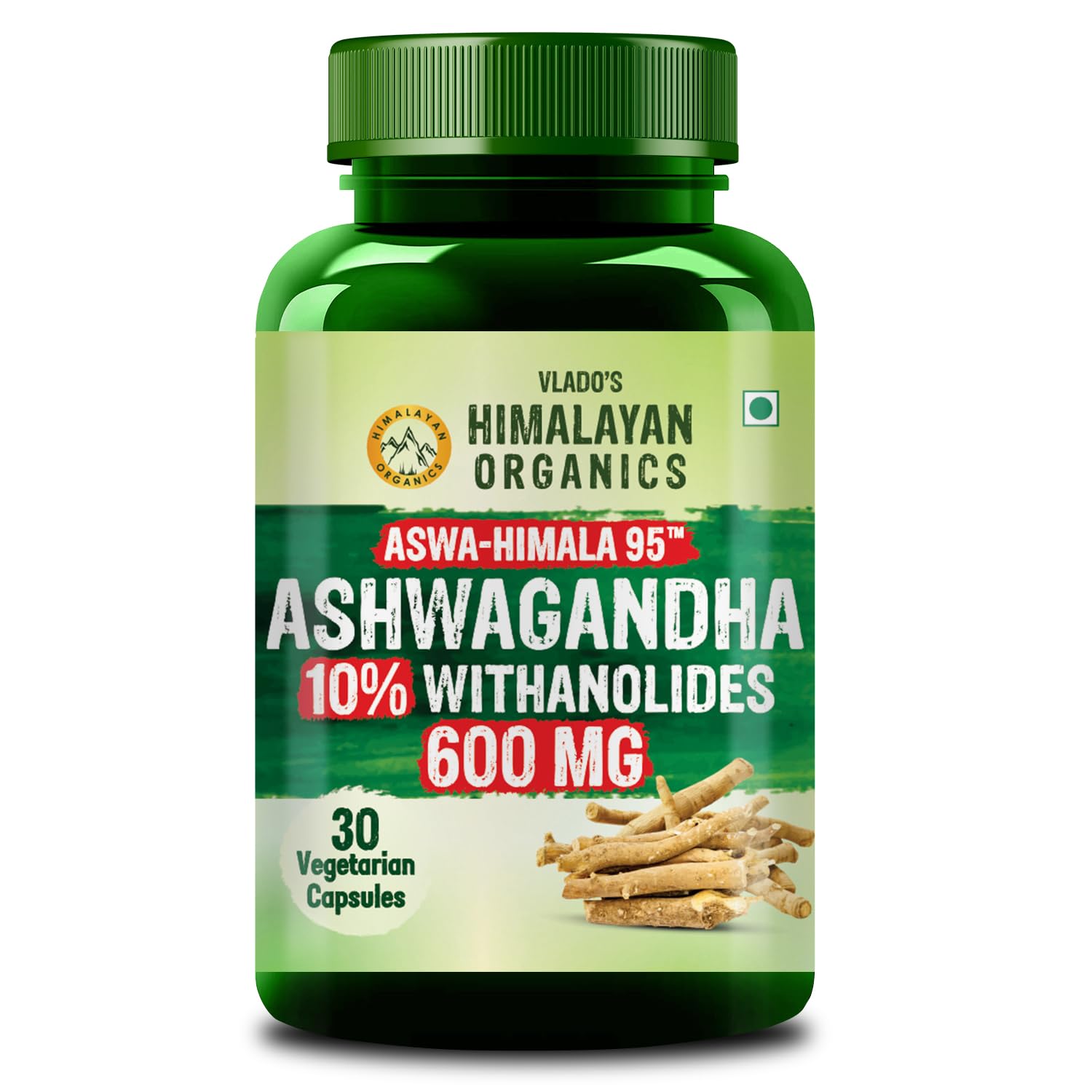 

Vlado s Himalayan Organics Ashwagandha 600MG Capsules - 30 Count High Potency Root Extract for Focus Energy Mood Support