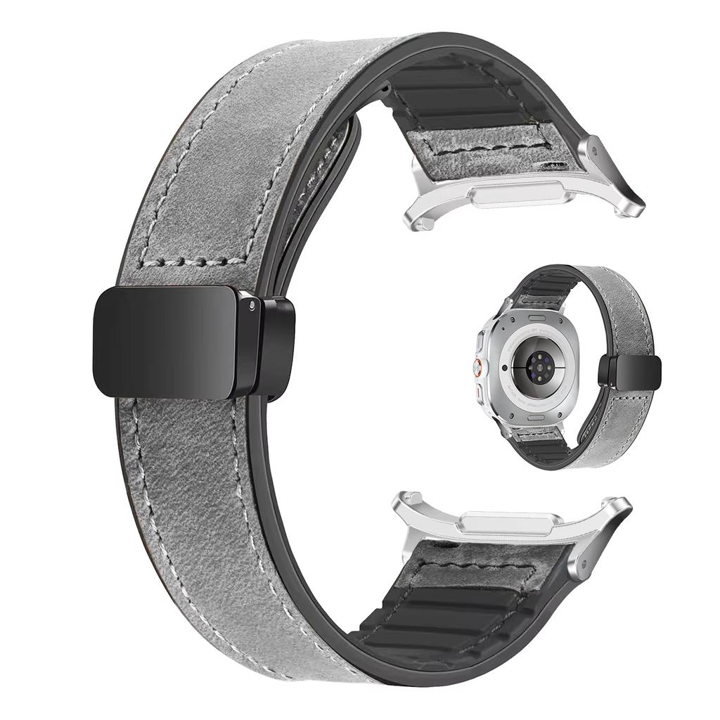 Leather Silicone Watch Band for Samsung Galaxy Watch 7 Ultra 47mm Magnetic Watchband for Samsung Galaxy Ultra 47mm Watch Straps