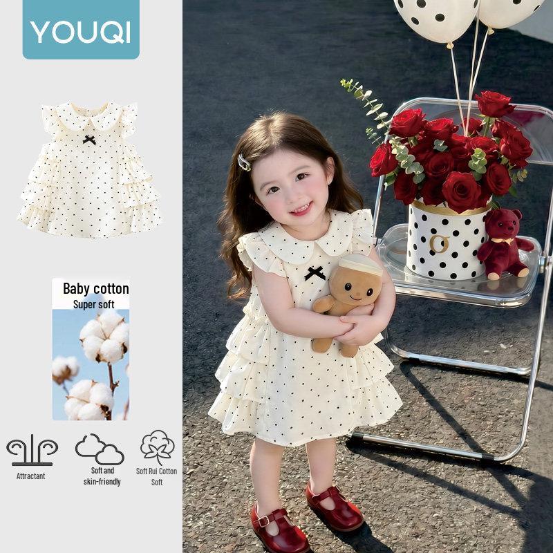 Youqi Baby 2026 Summer Red Cherry Princess Dress for Photoshoots
