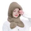 Women Hat Solid Color Elastic Knitted Warm Winter Hat with Scarf Outdoor Activities Travel Accessories