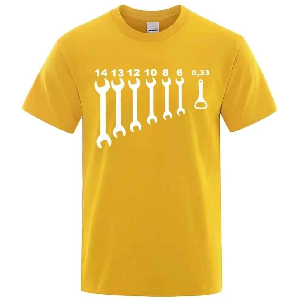Screw Wrench Opener Mechanic T-Shirts Men Cotton Tee Short Sleeve Vintage Top Tee Car Fix Engineer Funny T Shirts Men's Clothes