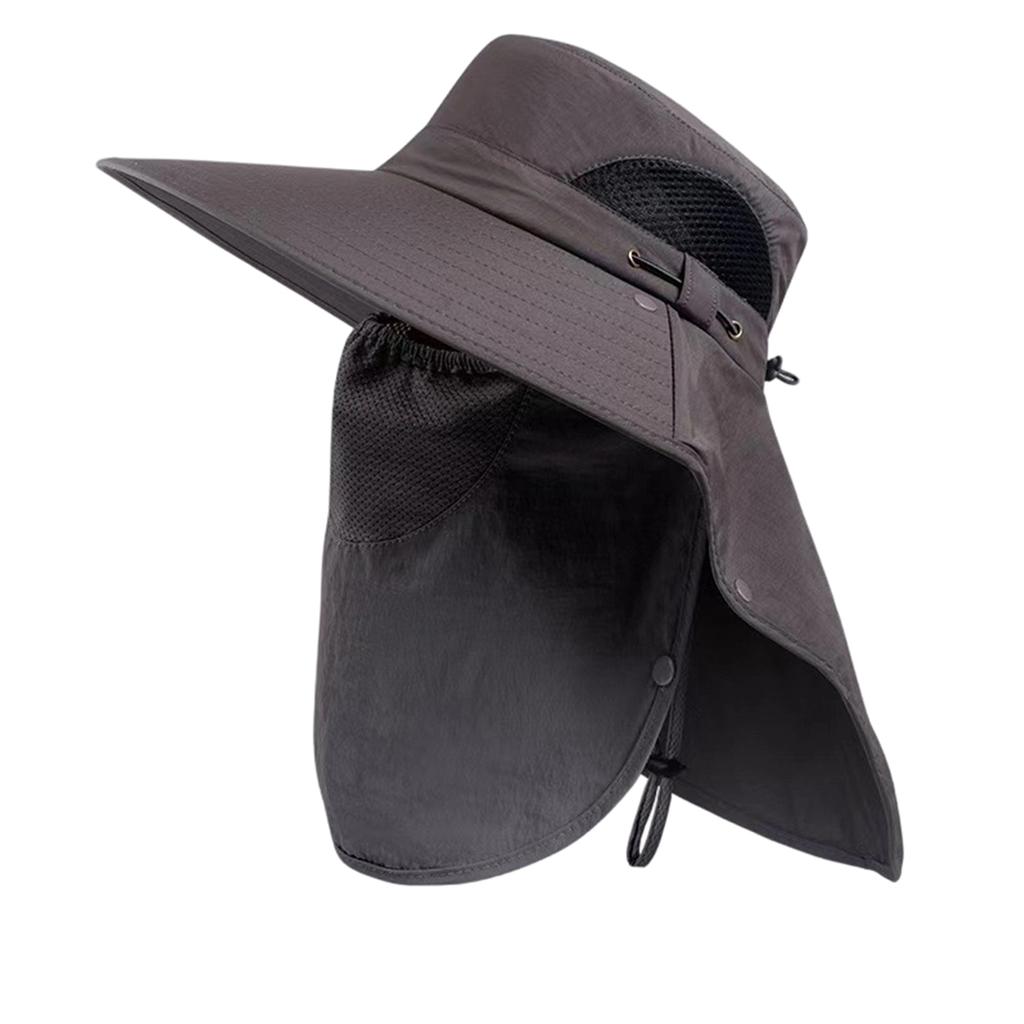 Mens Sun Hat with Neck Flap Wide Brim Outdoor Quick Dry Mesh Panel Fishing Hiking Garden Travel Hat