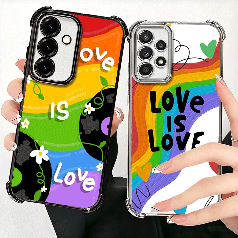 LGBT Rainbow Love Is Love Plating Phone Case For Samsung A17 A07 A37 A57 A16 A56 A15 A55 A14 A54 A13 A53 A26 A36 A25 A35 A24 A34
