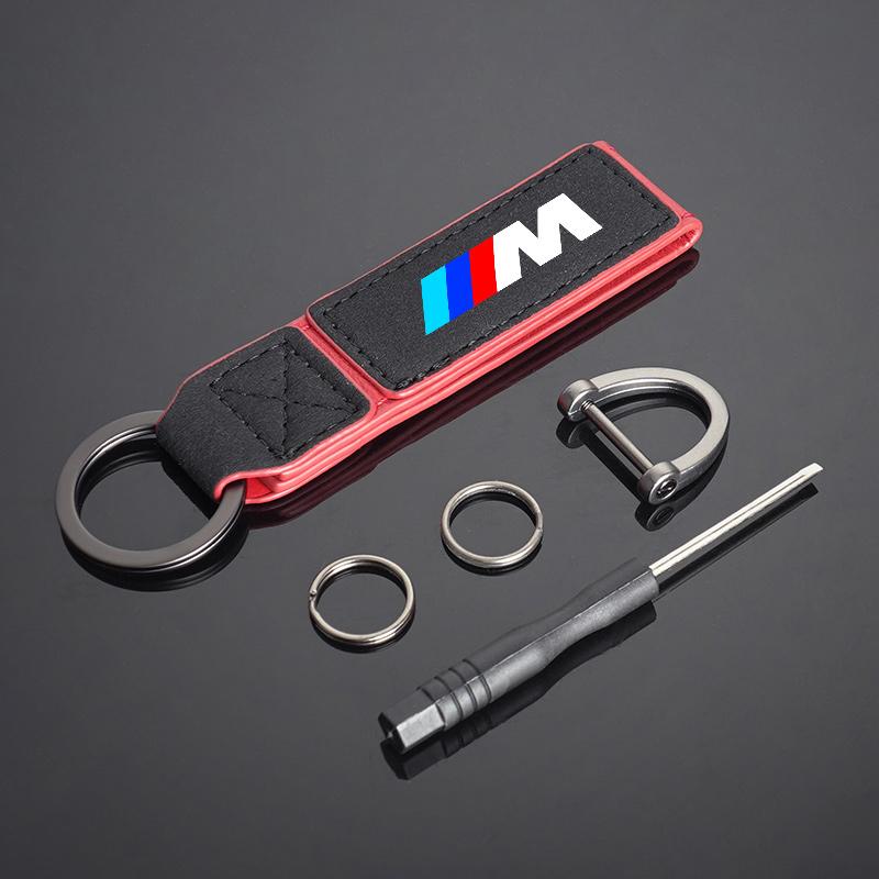 For BMW M X1 X2 X3 X5 X6 E46 E39 E90 E36E60 E34 E30 F30 G20 Car Emblem Keychain Suede Leather Keyring Pendant Gifts Accessories blcp03