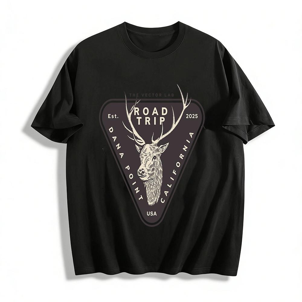 2025 Dana Point CA Road Trip Elk Graphic Casual Tee Pure cotton T-shirt XXS