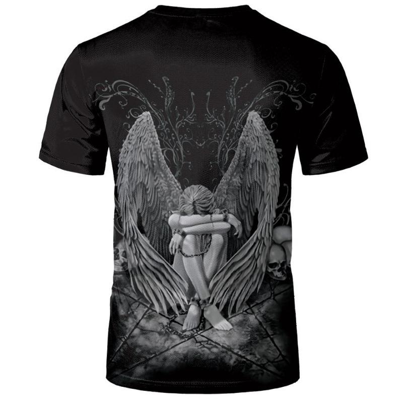 Men T Shirt Spirit Anime 3D Fluorescent Angel Print T Shirt Unisex-Adult Hipster 3D T Shirts