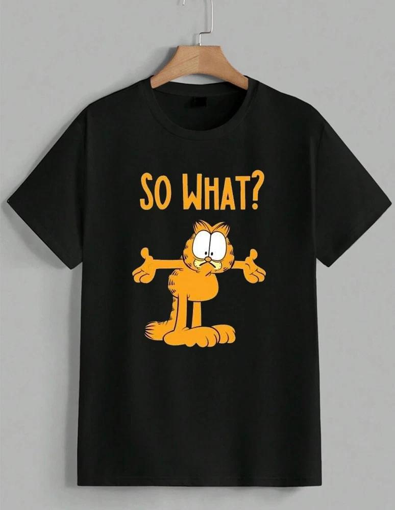 Yellow Cat So What 90s Retro Comic Funny Graphic T‑Shirt